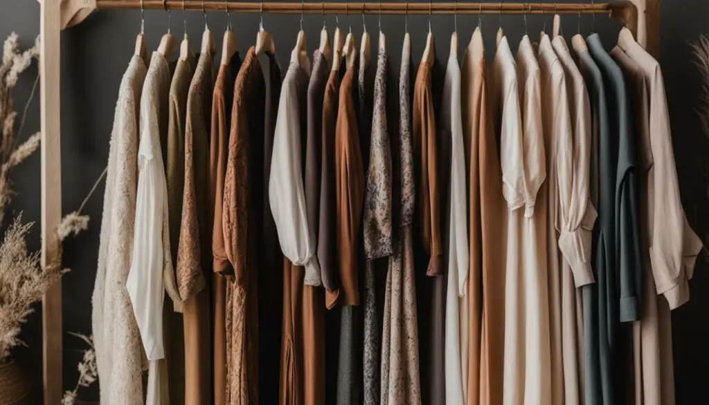 Modest clothing on a clothing rack